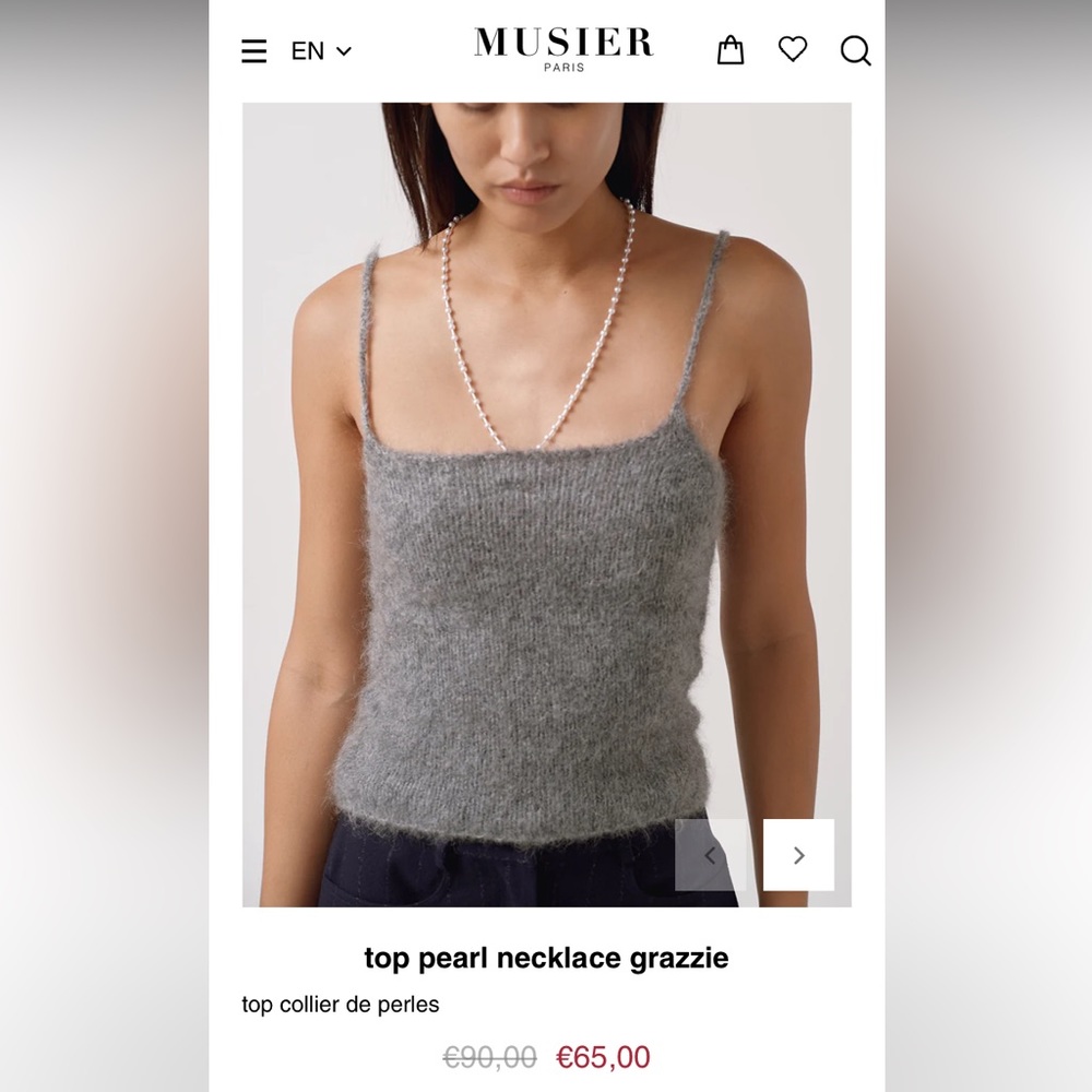 Musier Paris Pearl Necklace Top